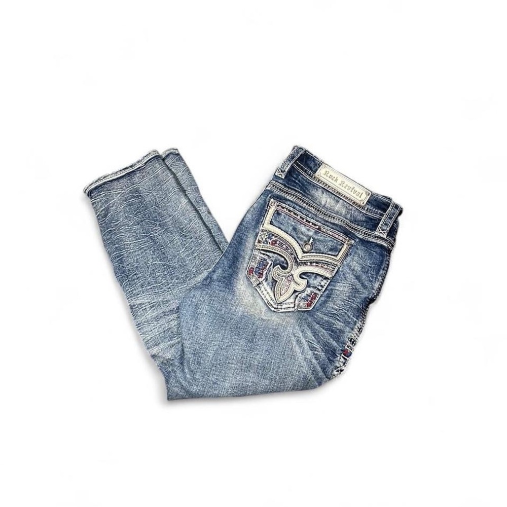 Rock  revival Blue Jeans with embroidered back pockets